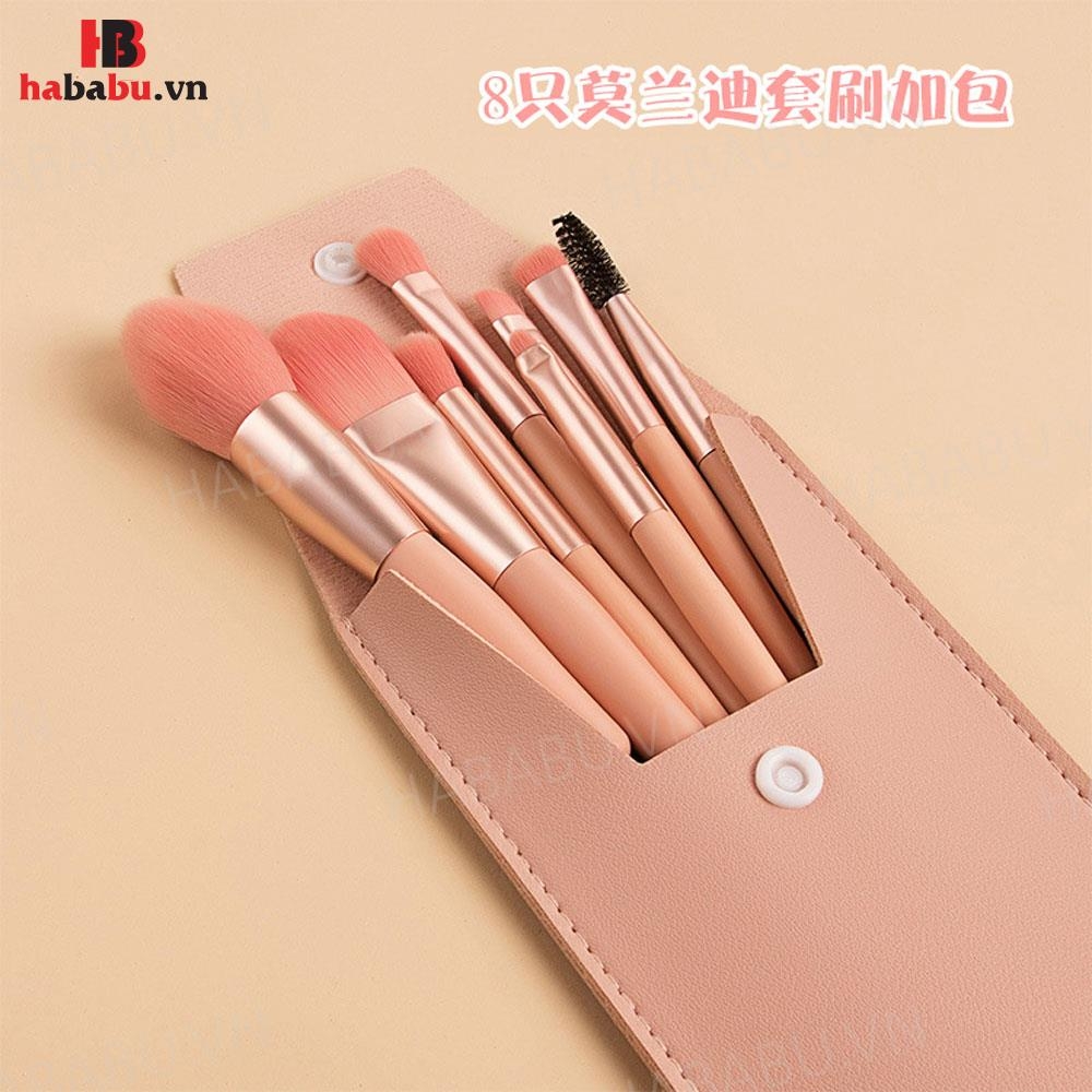 Bộ cọ trang điểm cá nhân 8 cây kèm bao da 70gr chính hãng