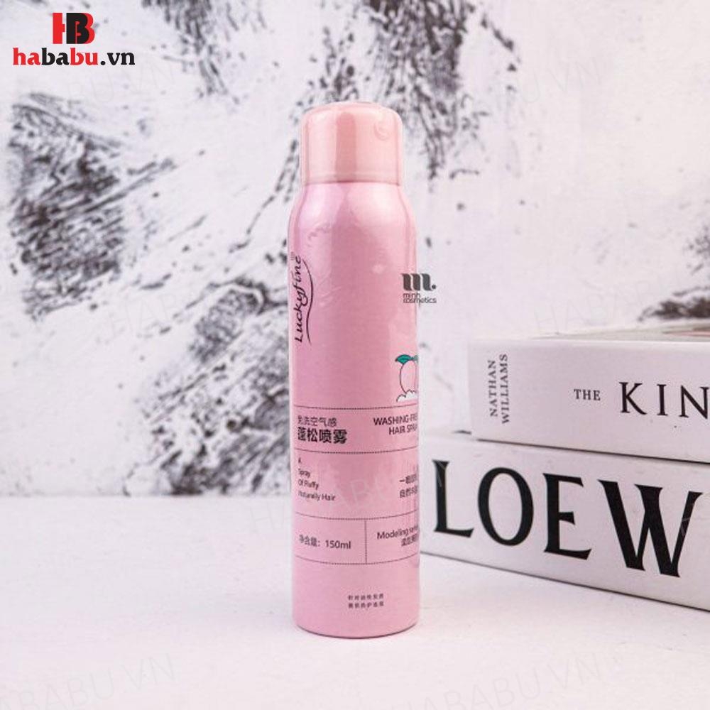 Dầu gội khô Luckyfine Washing Free Hair Spray Hồng 150ml chính hãng