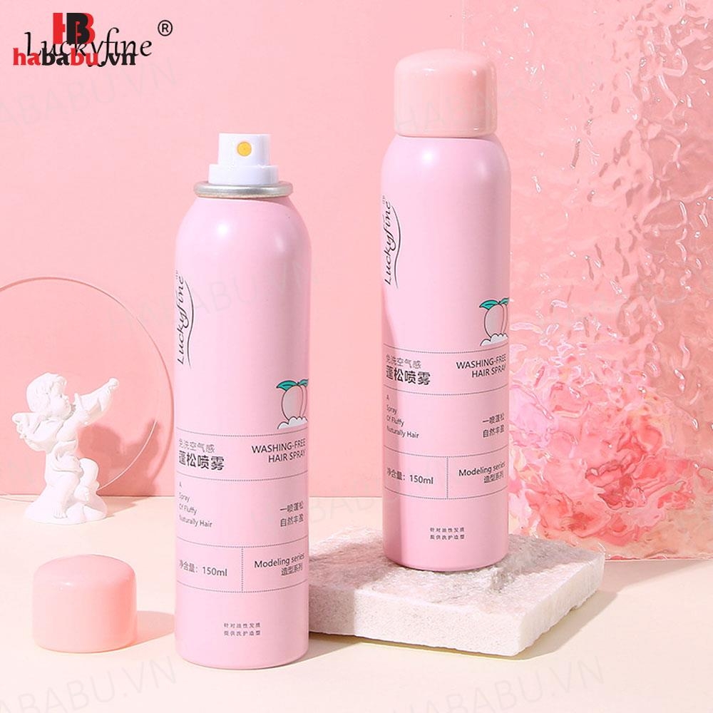 Dầu gội khô Luckyfine Washing Free Hair Spray Hồng 150ml chính hãng