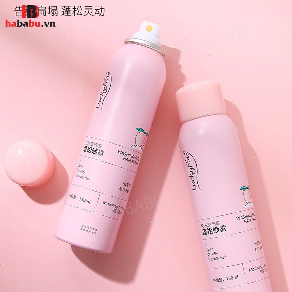 Dầu gội khô Luckyfine Washing Free Hair Spray Hồng 150ml chính hãng