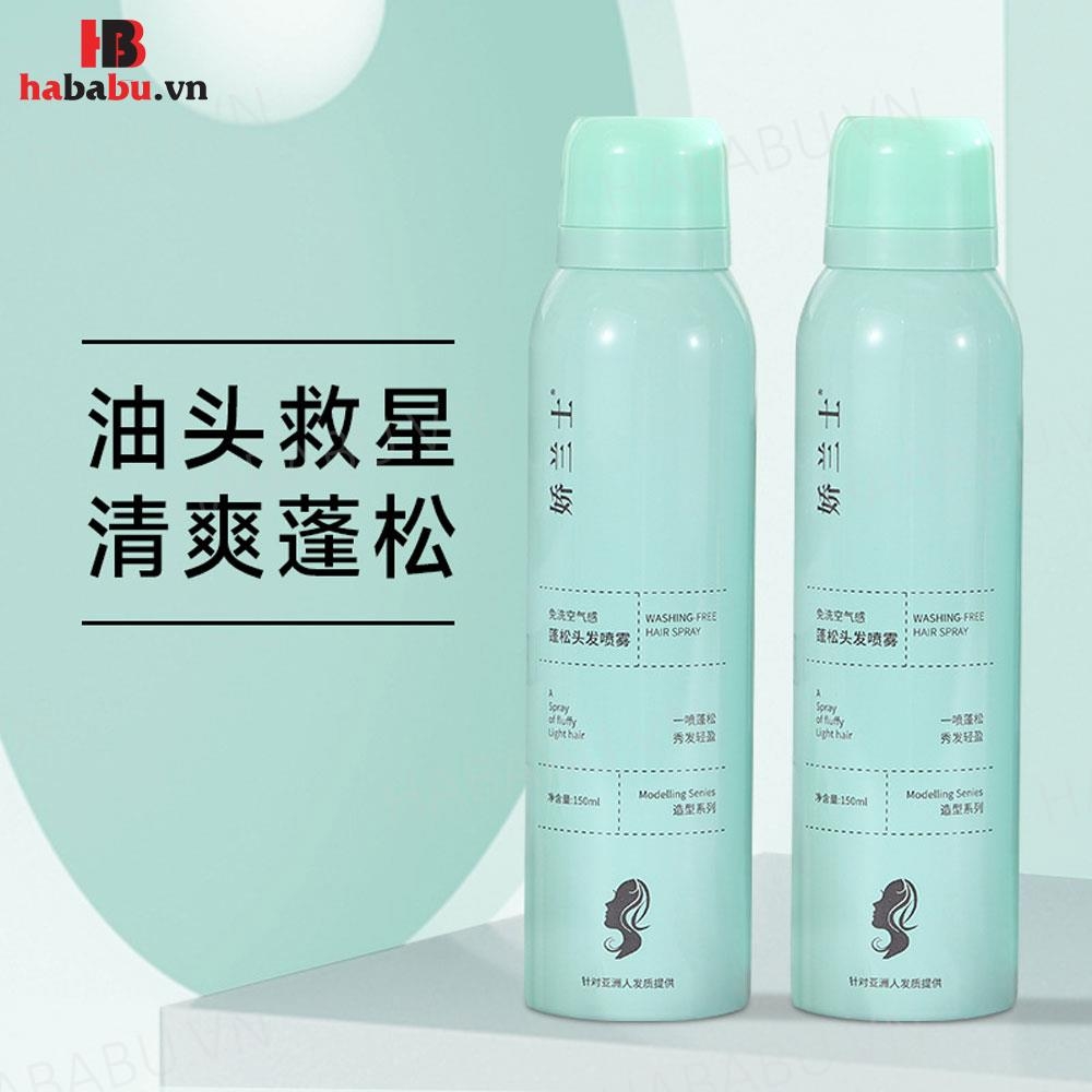 Dầu gội khô Luckyfine Washing Free Hair Spray Xanh 150ml chính hãng
