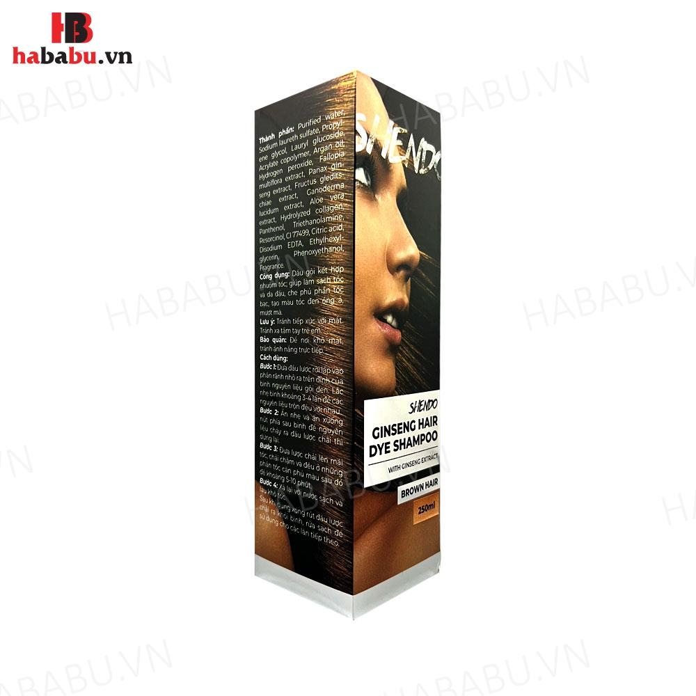 Dầu gội Shendo Ginseng Hair Dye Shampoo Brown Hair 250ml chính hãng