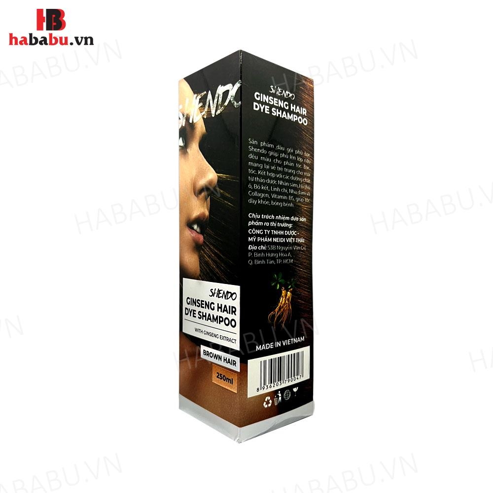 Dầu gội Shendo Ginseng Hair Dye Shampoo Brown Hair 250ml chính hãng