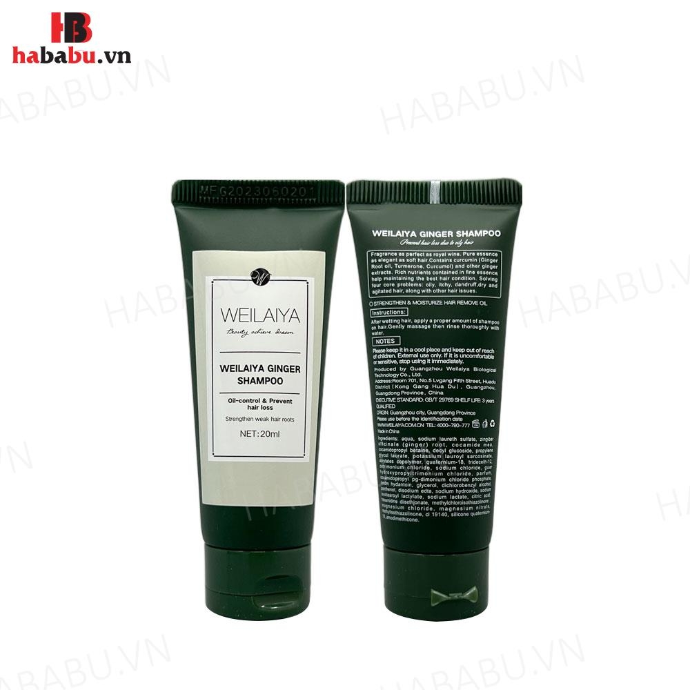 Bộ gội xả Gừng Trắng Weilaiya Ginger 20ml + 20ml chính hãng