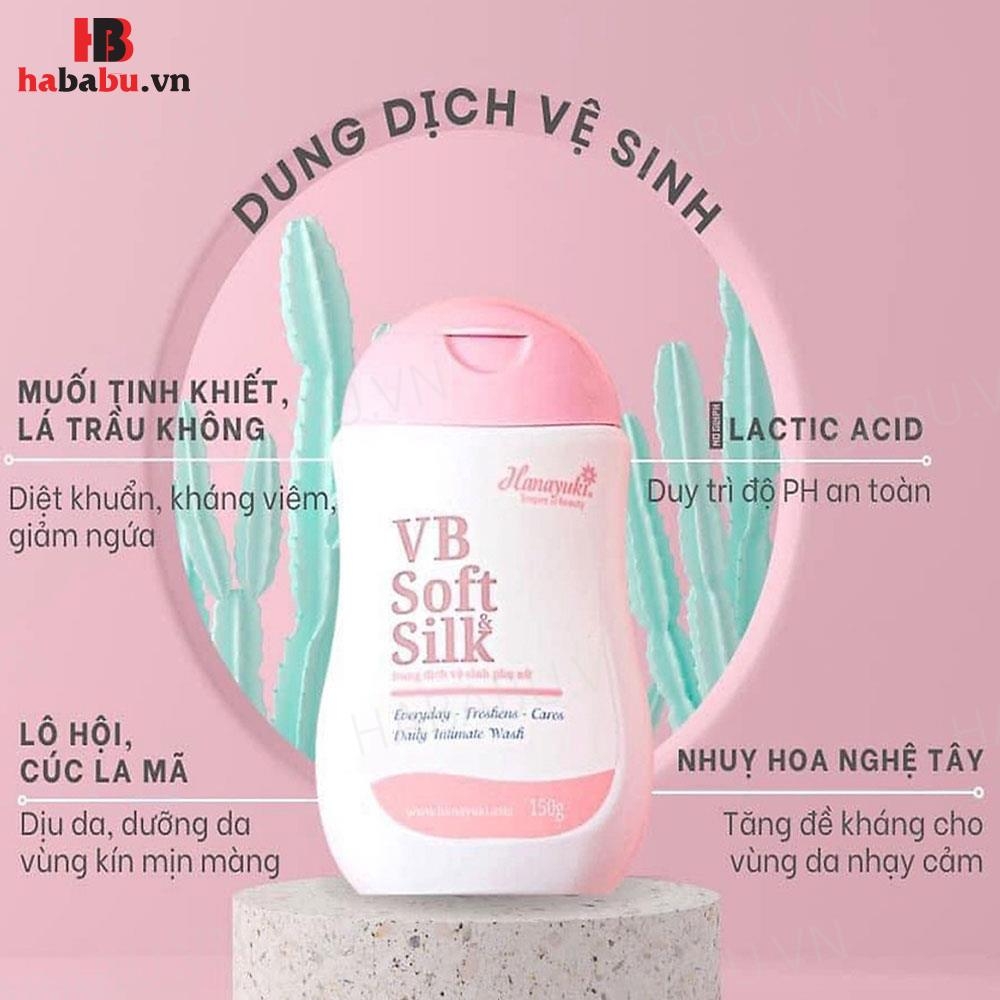 Dung dịch vệ sinh phụ nữ Hanayuki VB Soft Silk hồng 150gr chính hãng