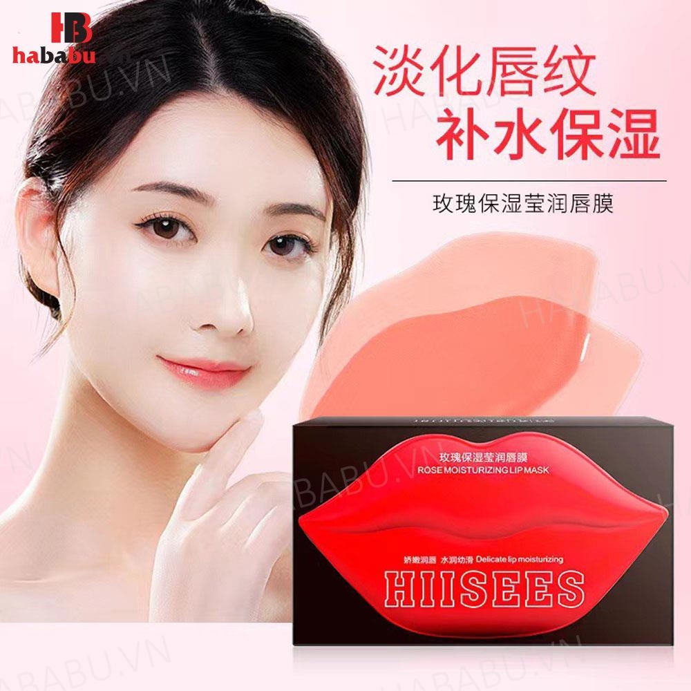 Mặt nạ dưỡng môi Hiisees Rose Moisturizing 20 miếng 60gr chính hãng