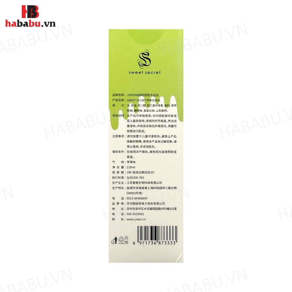 Gel bôi trơn Olo Sweet Secret Fruit Flavour hương táo 120ml chính hãng