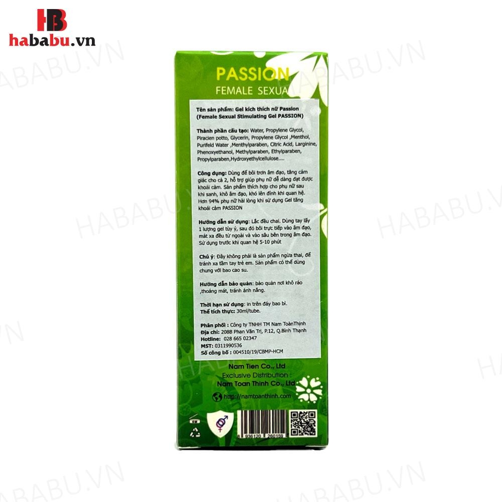 Gel bôi trơn tăng khoái cảm nữ Passion 30ml chính hãng