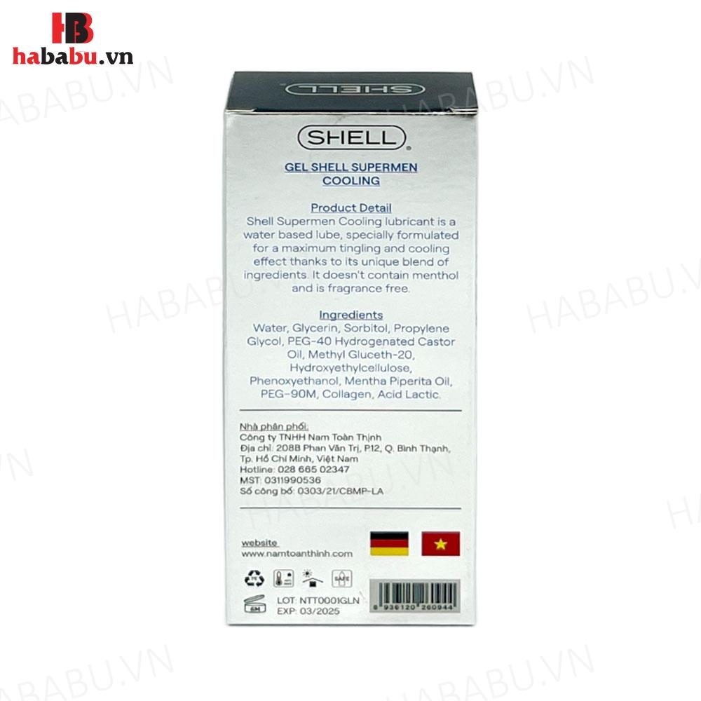 Gel bôi trơn hậu môn Shell Supermen Cooling 90ml chính hãng