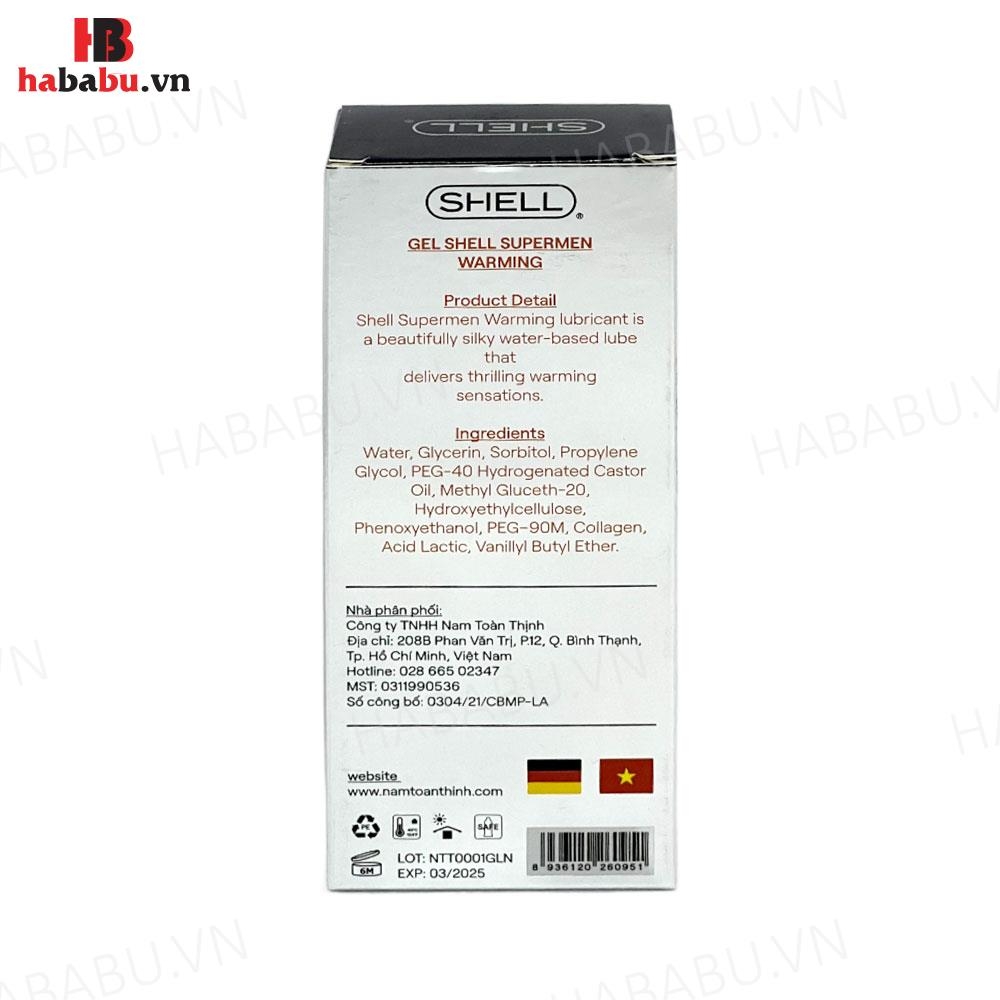 Gel bôi trơn hậu môn Shell Supermen Warming 90ml chính hãng