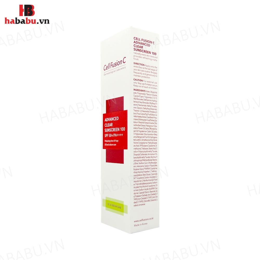 Kem chống nắng Cell Fusion C Advanced Clear SPF 50+/PA++++ chính hãng