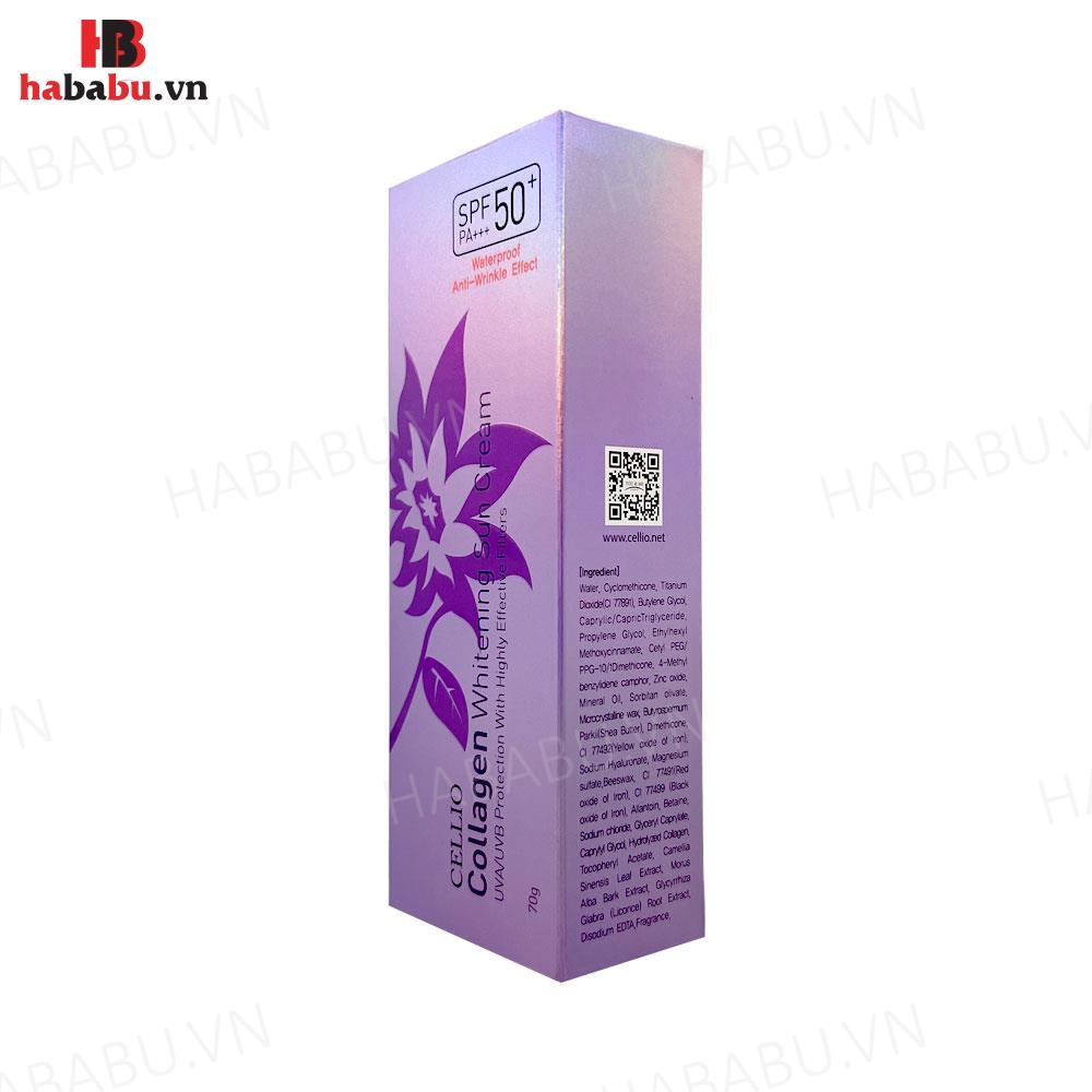 Kem chống nắng Cellio Collagen Whitening Sun Cream 70gr chính hãng