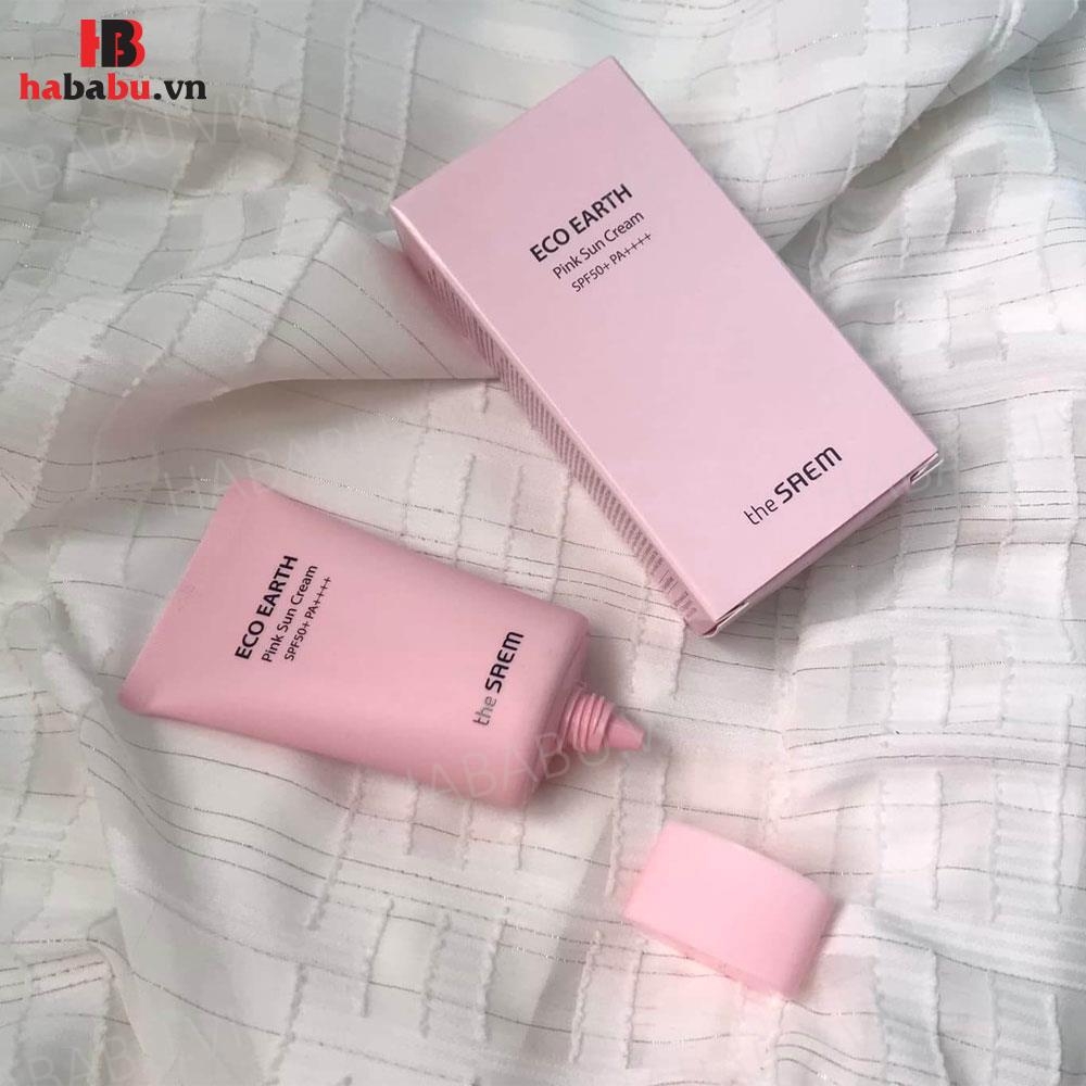 Kem chống nắng The Saem Eco Earth Pink Sun Cream Ex 50ml chính hãng