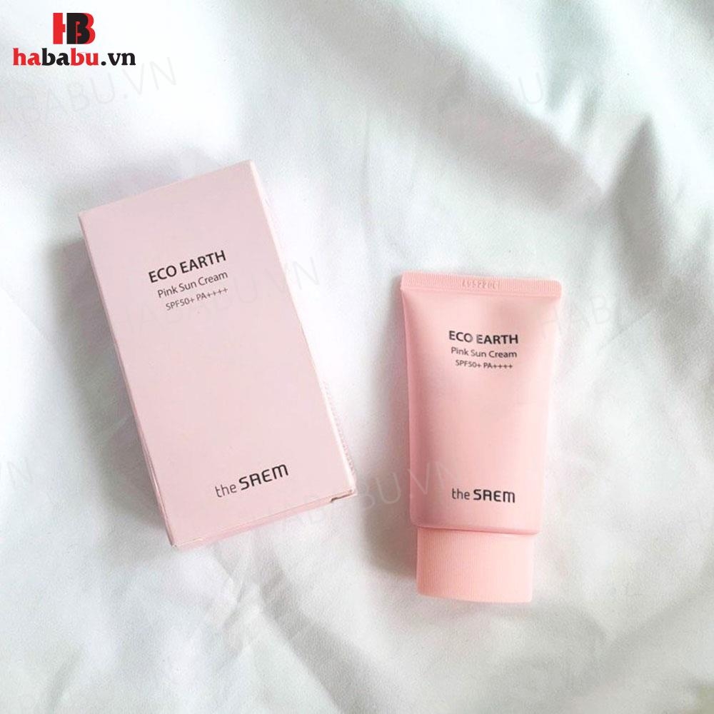 Kem chống nắng The Saem Eco Earth Pink Sun Cream Ex 50ml chính hãng
