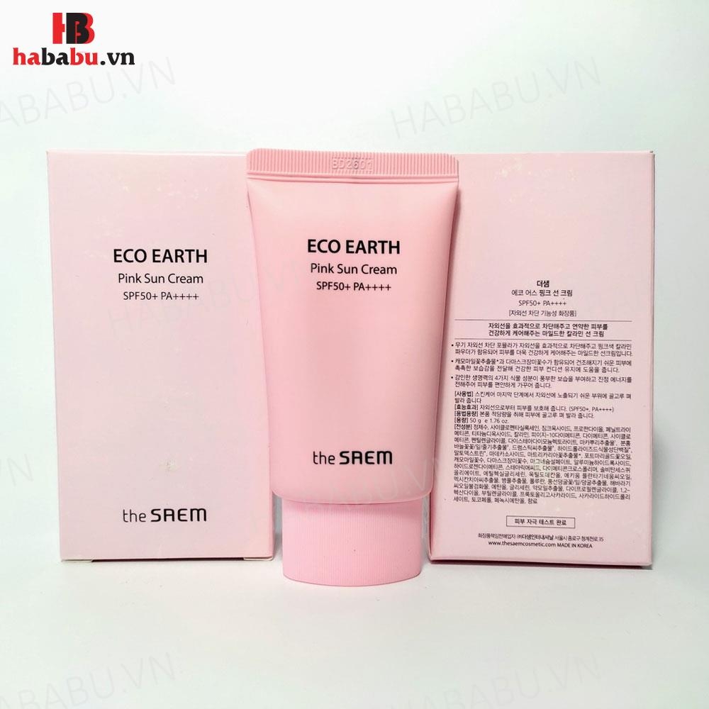 Kem chống nắng The Saem Eco Earth Pink Sun Cream Ex 50ml chính hãng