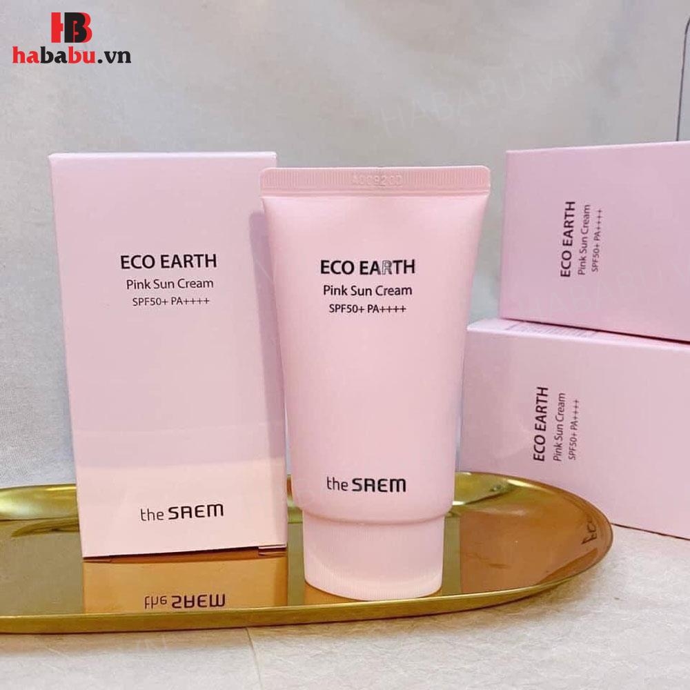 Kem chống nắng The Saem Eco Earth Pink Sun Cream Ex 50ml chính hãng