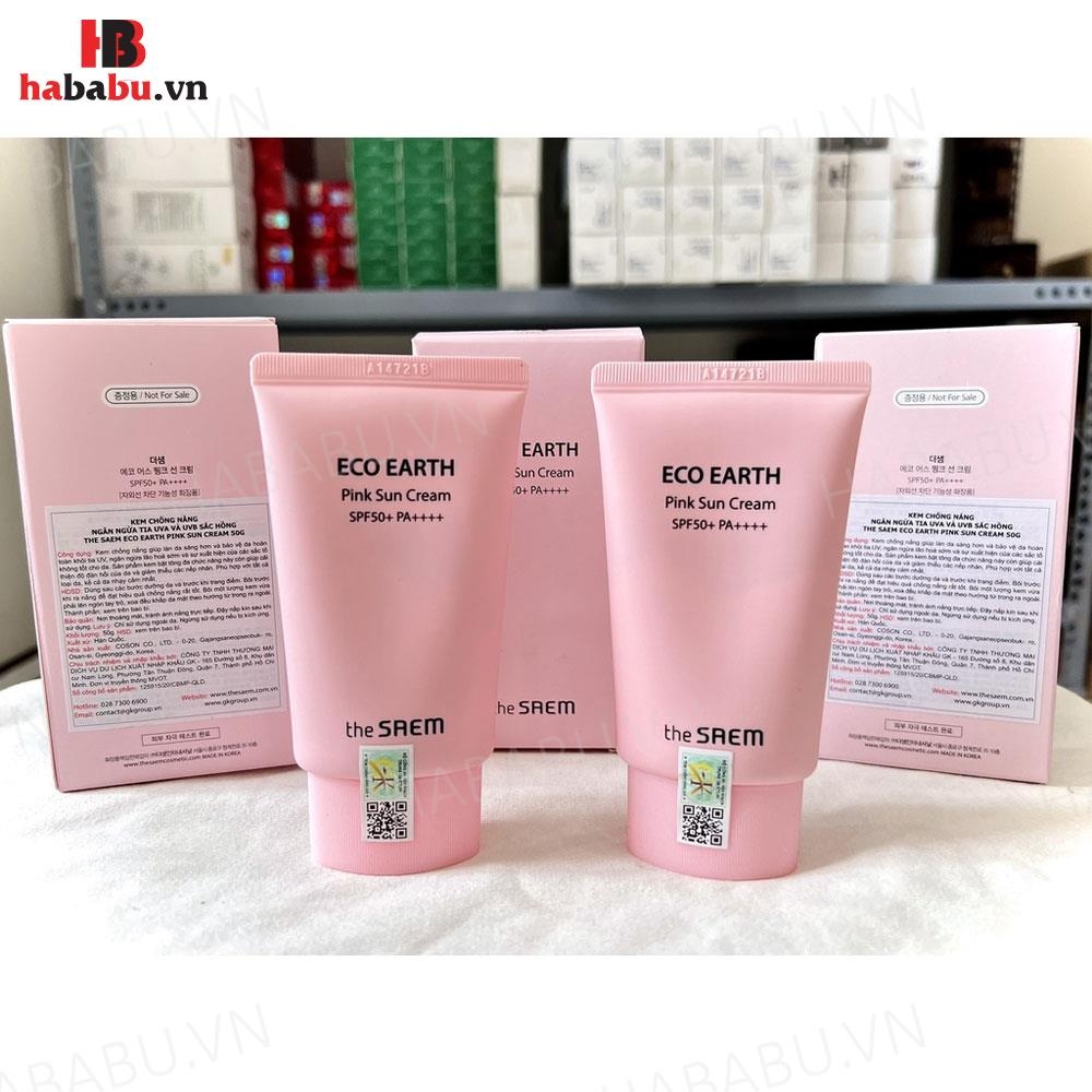 Kem chống nắng The Saem Eco Earth Pink Sun Cream Ex 50ml chính hãng