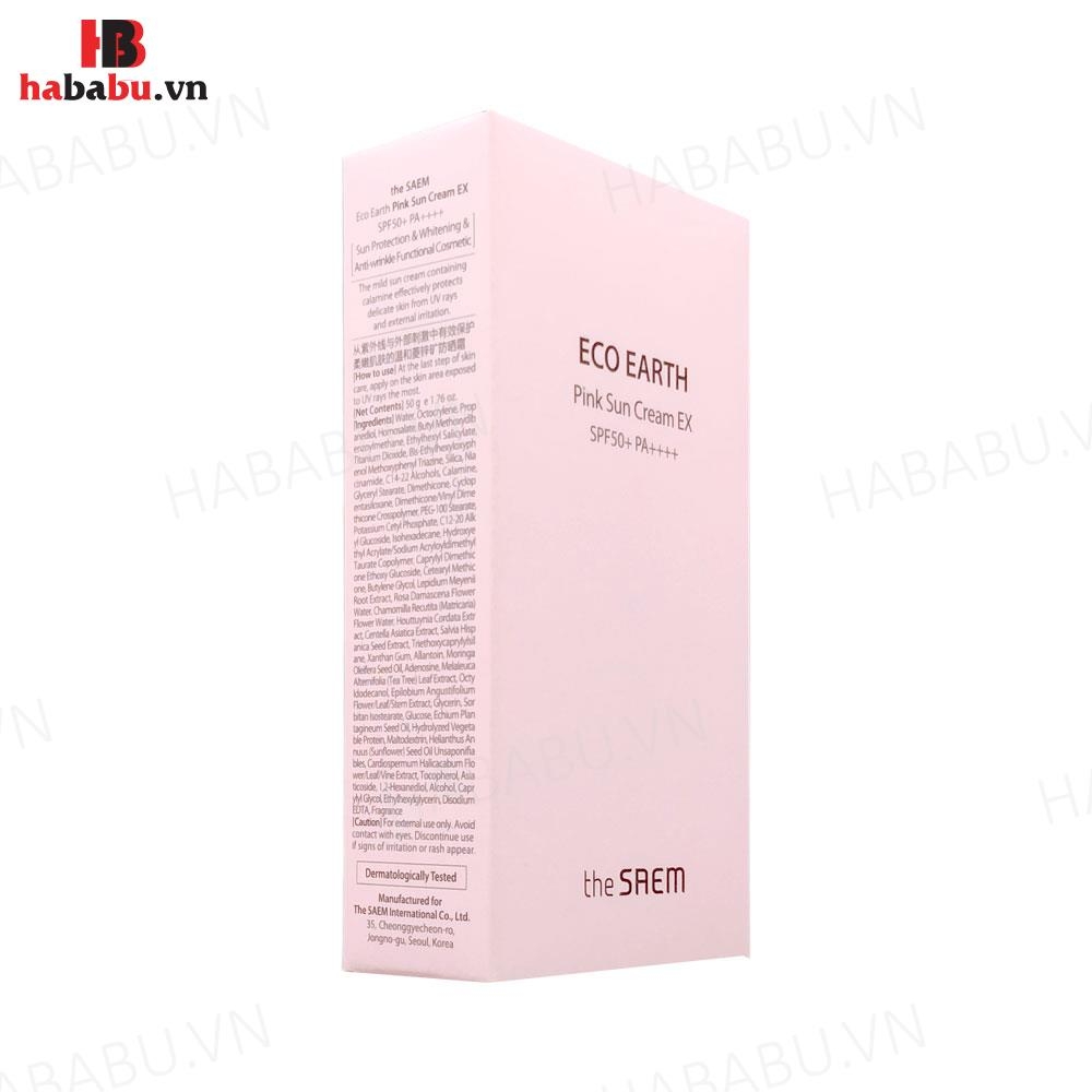 Kem chống nắng The Saem Eco Earth Pink Sun Cream Ex 50ml chính hãng