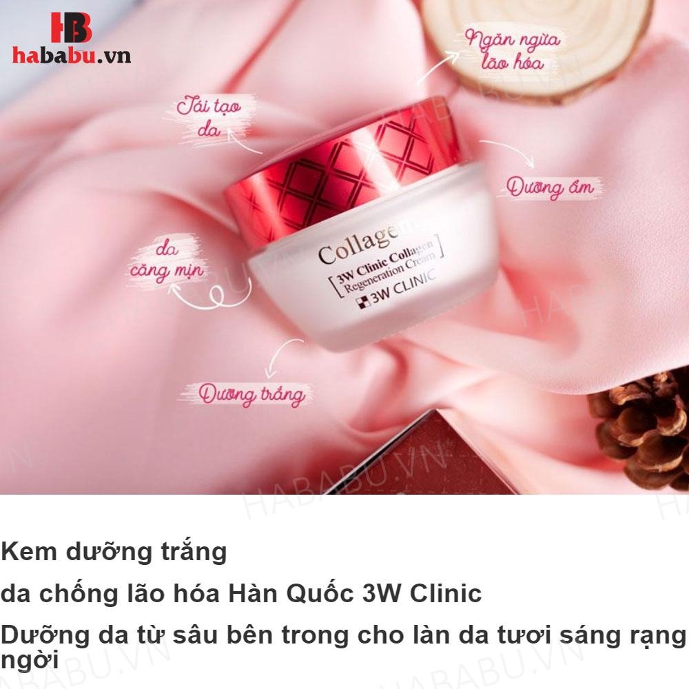 Kem dưỡng trắng 3W Clinic Collagen Regeneration Cream 60ml chính hãng