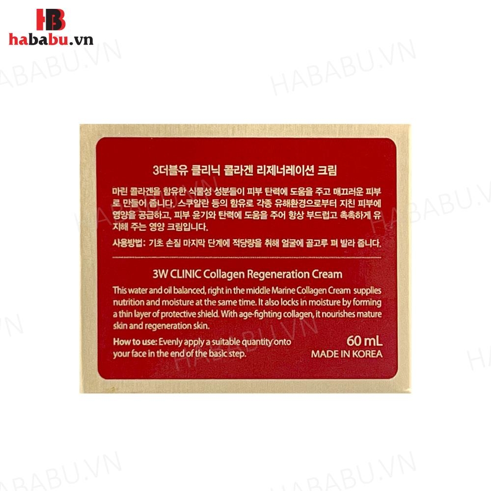 Kem dưỡng trắng 3W Clinic Collagen Regeneration Cream 60ml chính hãng