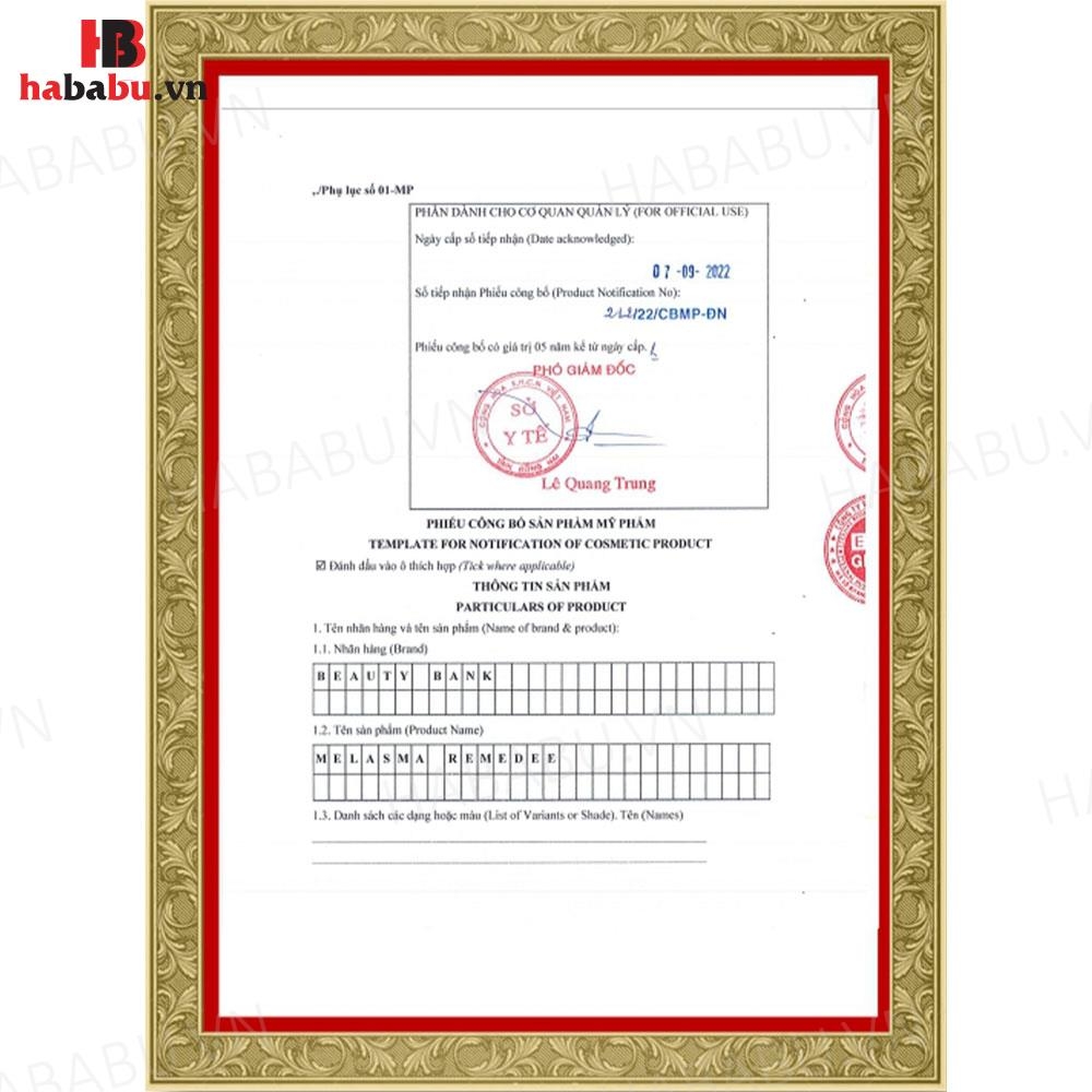 Kem dưỡng da ban đêm Beauty Bank Melasma Remedee 15gr chính hãng