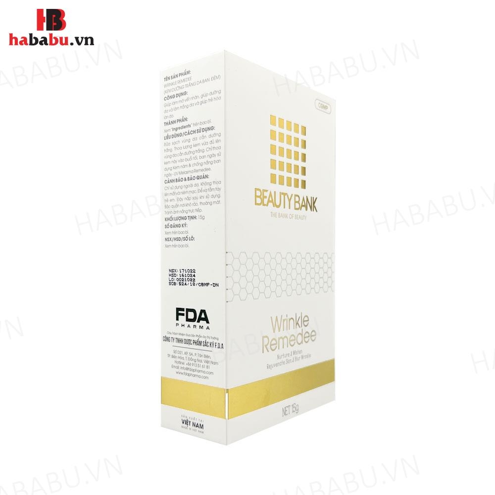 Kem dưỡng trắng da Beauty Bank Wrinkle Remedee 15gr chính hãng