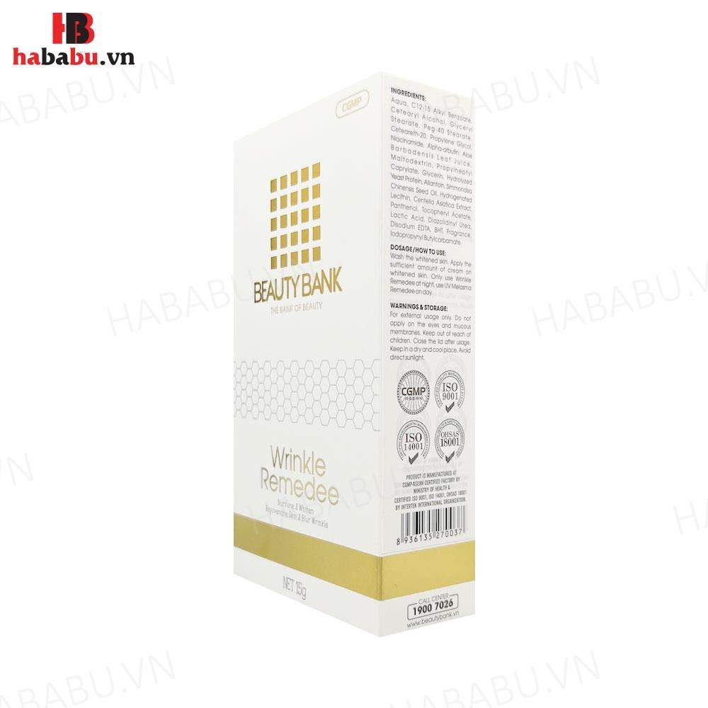 Kem dưỡng trắng da Beauty Bank Wrinkle Remedee 15gr chính hãng