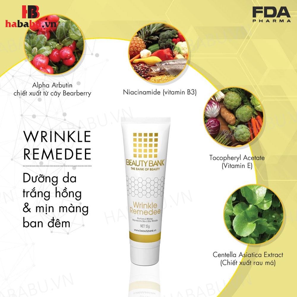 Kem dưỡng trắng da Beauty Bank Wrinkle Remedee 15gr chính hãng