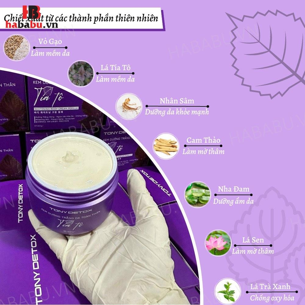 Kem dưỡng trắng da Body Tía Tô Tony Detox 180gr chính hãng