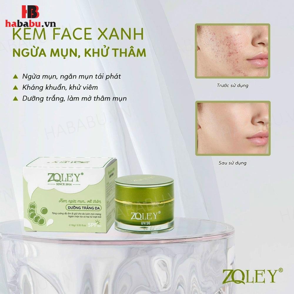Kem ngừa mụn mờ thâm Zoley Acne Melasma SPF30+ xanh 10gr chính hãng