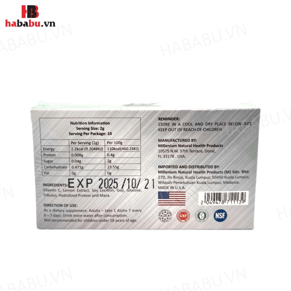 Kẹo sâm tăng cường sinh lý A7 Alpha Seven hộp 10 viên chính hãng