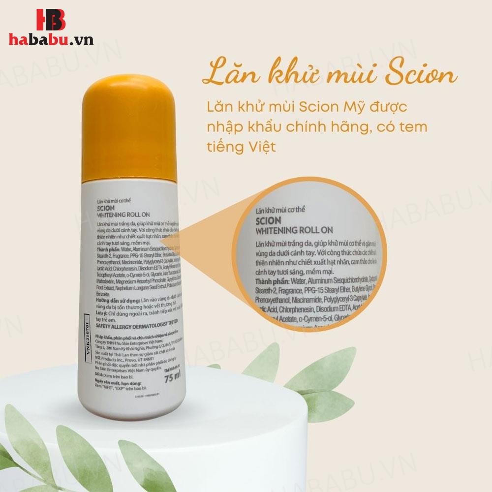 Lăn Khử Mùi Cơ Thể Scion Whitening Roll On 75ml Chính Hãng