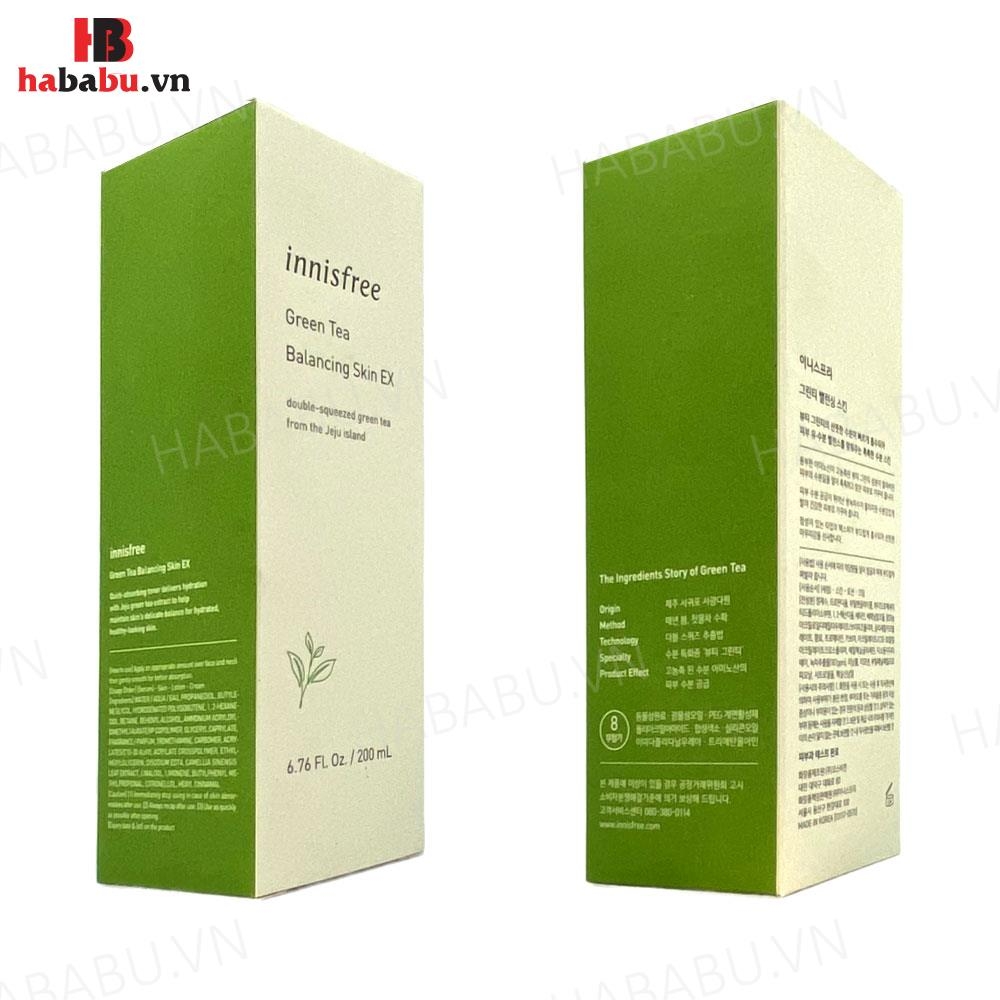 Nước hoa hồng Innisfree Green Tea Balancing Skin EX 200ml chính hãng