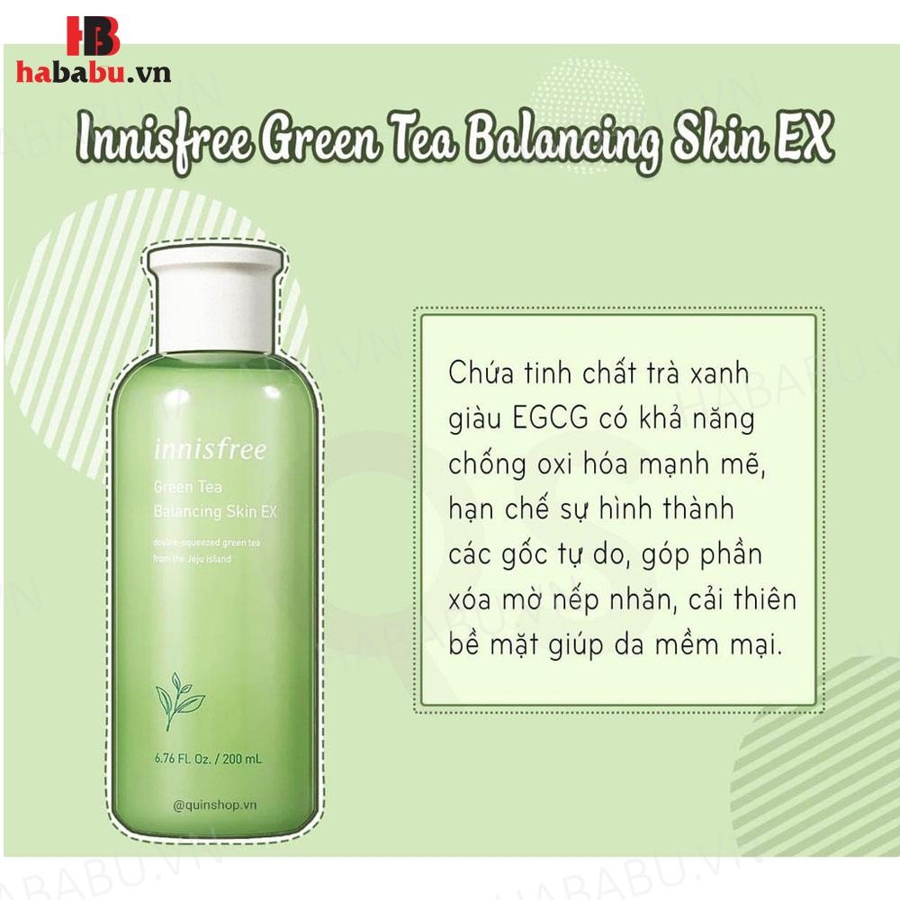 Nước hoa hồng Innisfree Green Tea Balancing Skin EX 200ml chính hãng