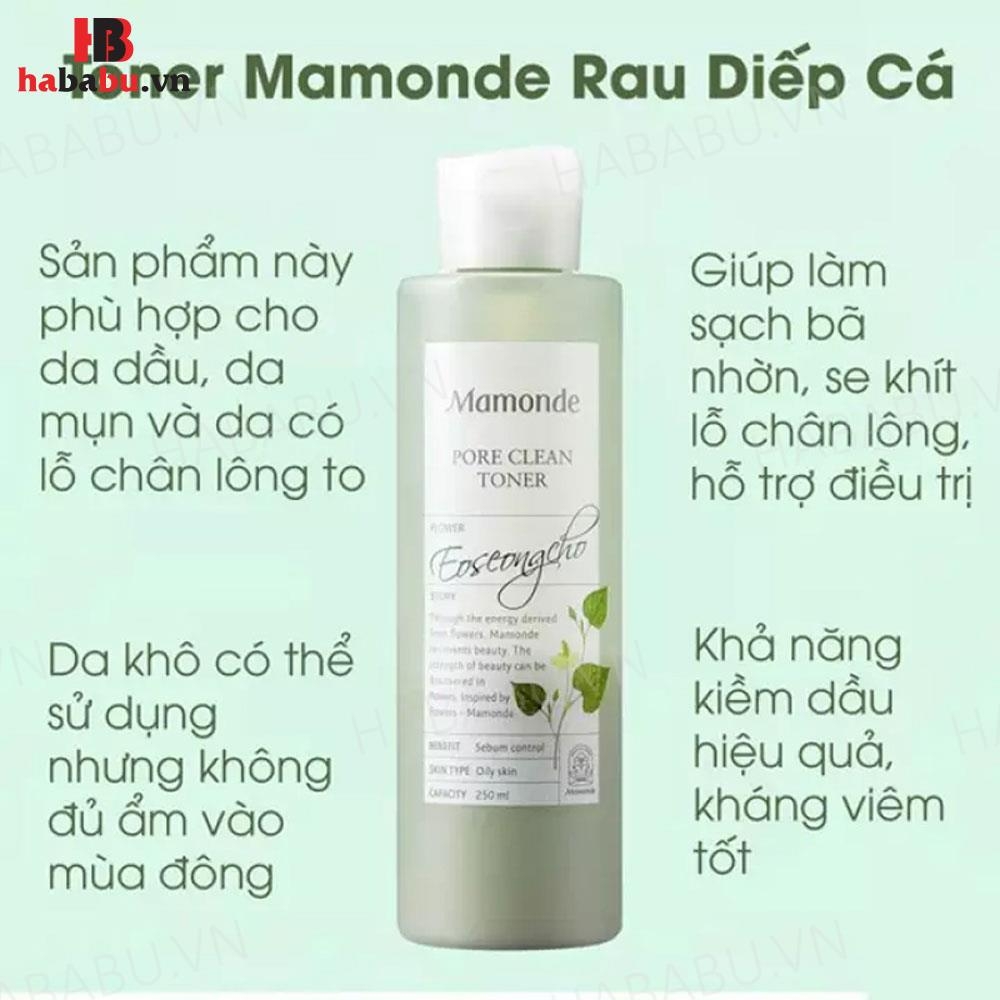 Nước hoa hồng ngừa mụn Mamonde diếp cá 250ml chính hãng