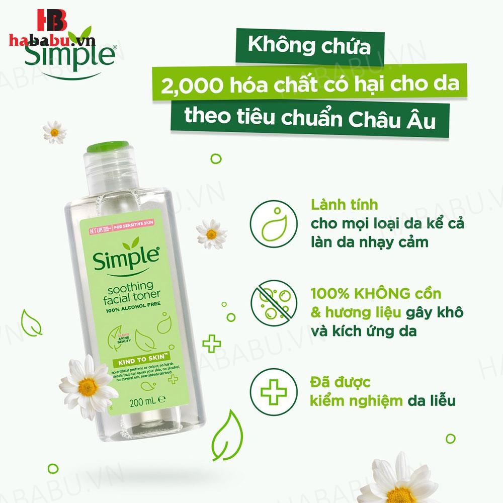 Nước hoa hồng Simple Soothing Facial chai 200ml chính hãng