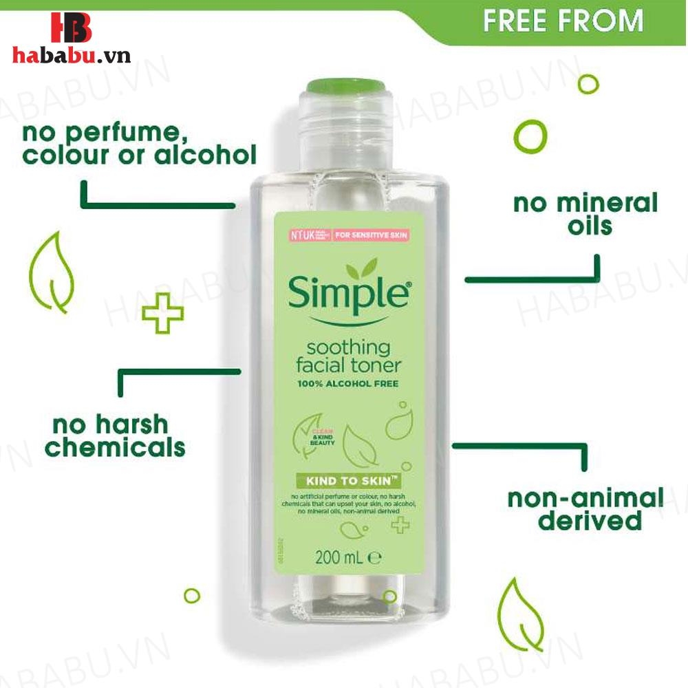 Nước hoa hồng Simple Soothing Facial chai 200ml chính hãng