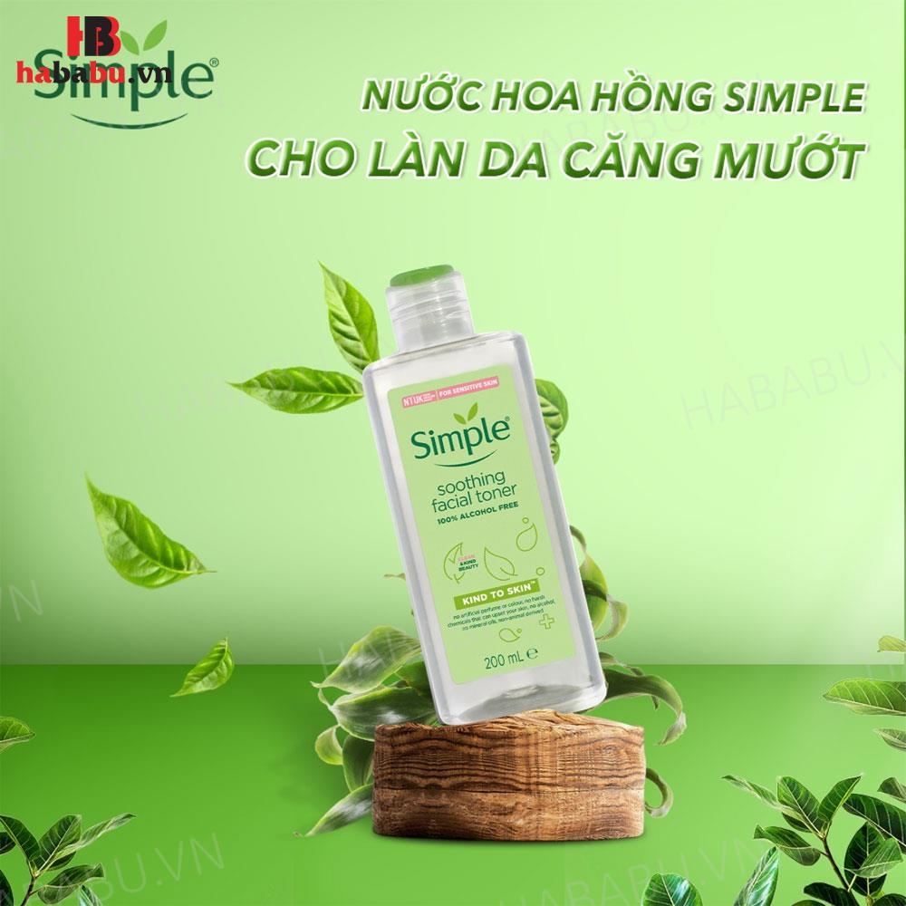 Nước hoa hồng Simple Soothing Facial chai 200ml chính hãng