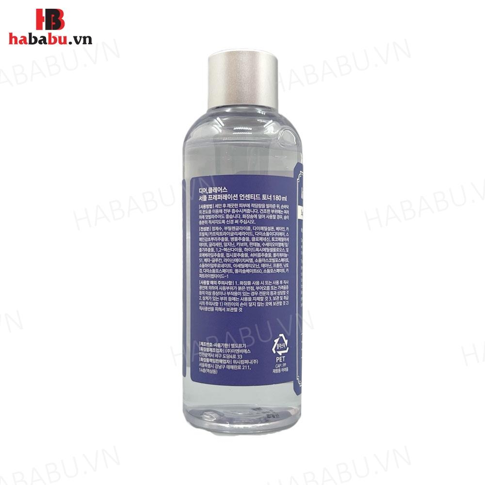 Nước hoa hồng Klairs Supple Preparation Unscented Toner 180ml chính hãng.