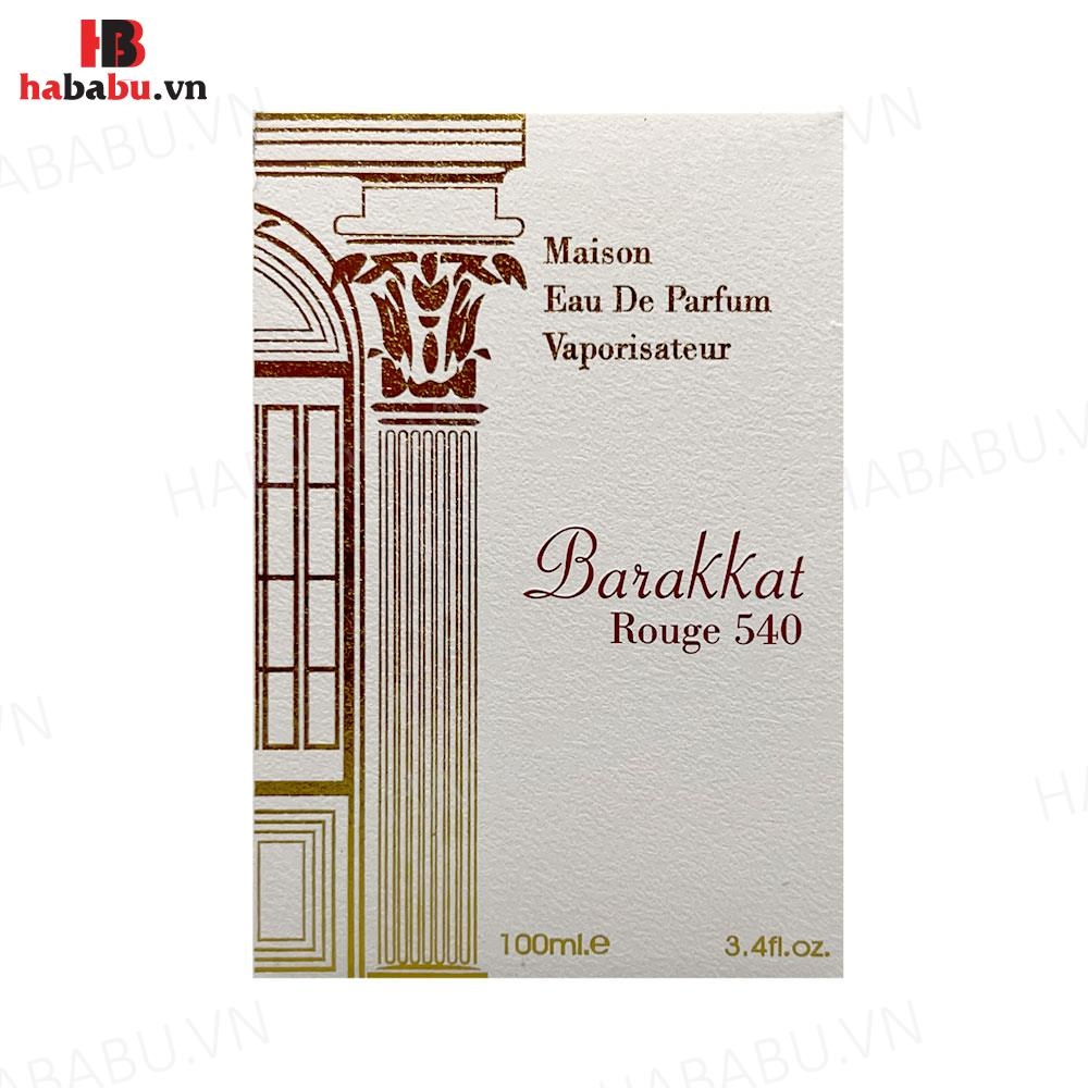Nước hoa nữ Barakkat Rouge 540 Extrait trắng 100ml chính hãng