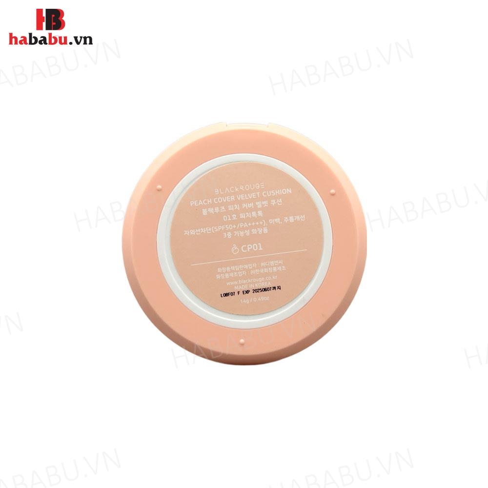 Phấn nước Black Rouge Peach Cover Velvet Cushion 14gr chính hãng