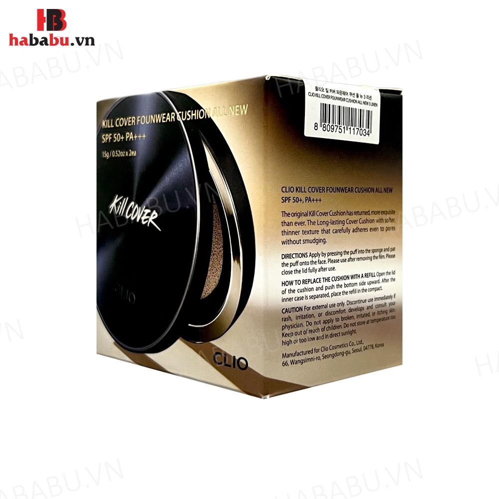 Phấn nước Clio Kill Cover Founwear All New tặng kèm lõi 15gr chính hãng.