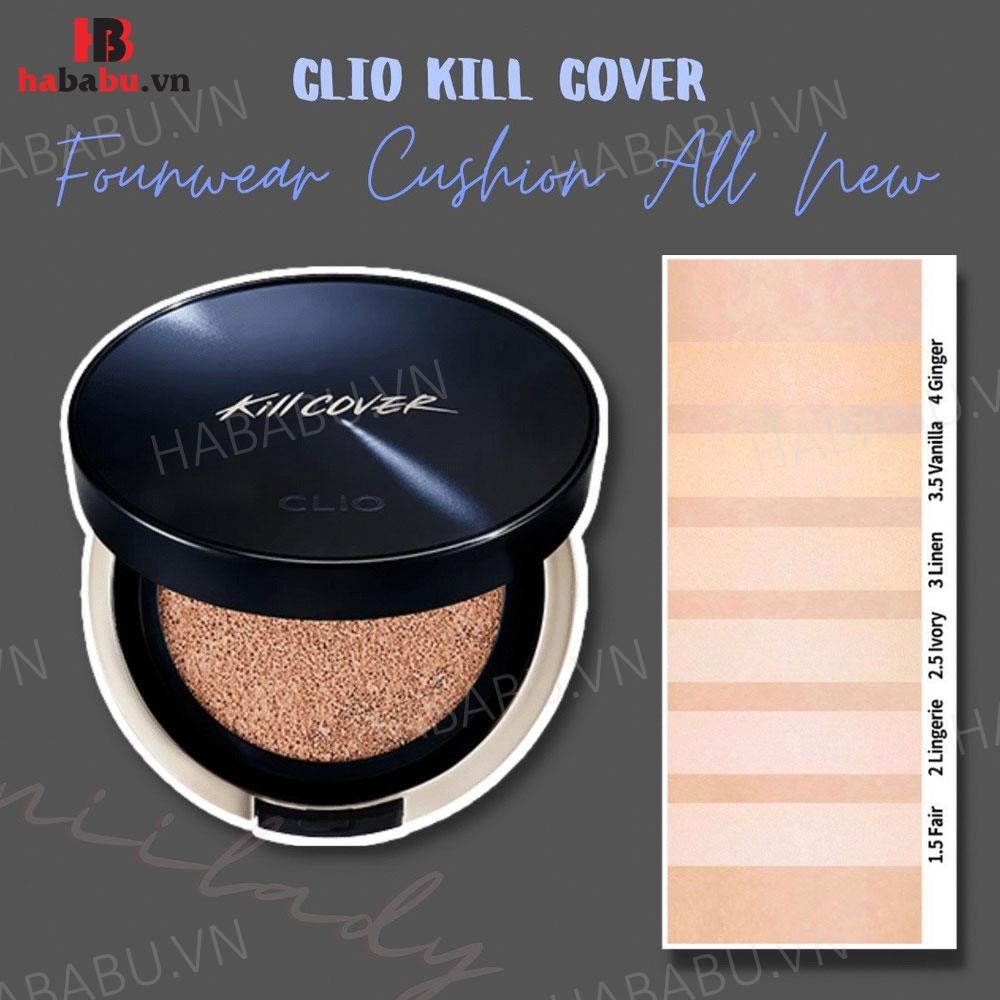 Phấn nước Clio Kill Cover Founwear All New tặng kèm lõi 15gr chính hãng.