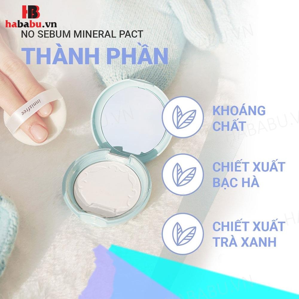 Phấn phủ dạng nén Innisfree No-Sebum Mineral Pact 8.5gr chính hãng