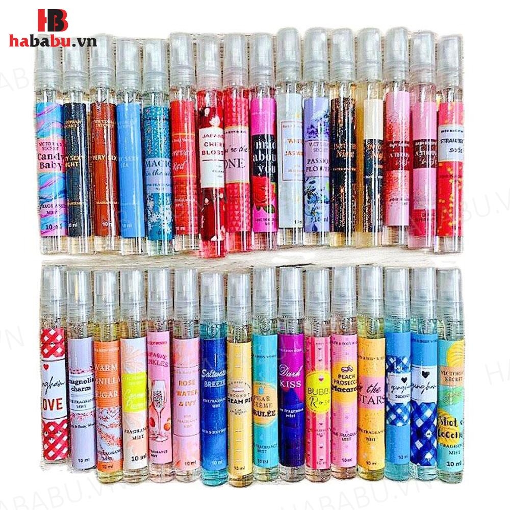 Set nước hoa Bath & Body Works Body Mist 10ml 10 ống chính hãng