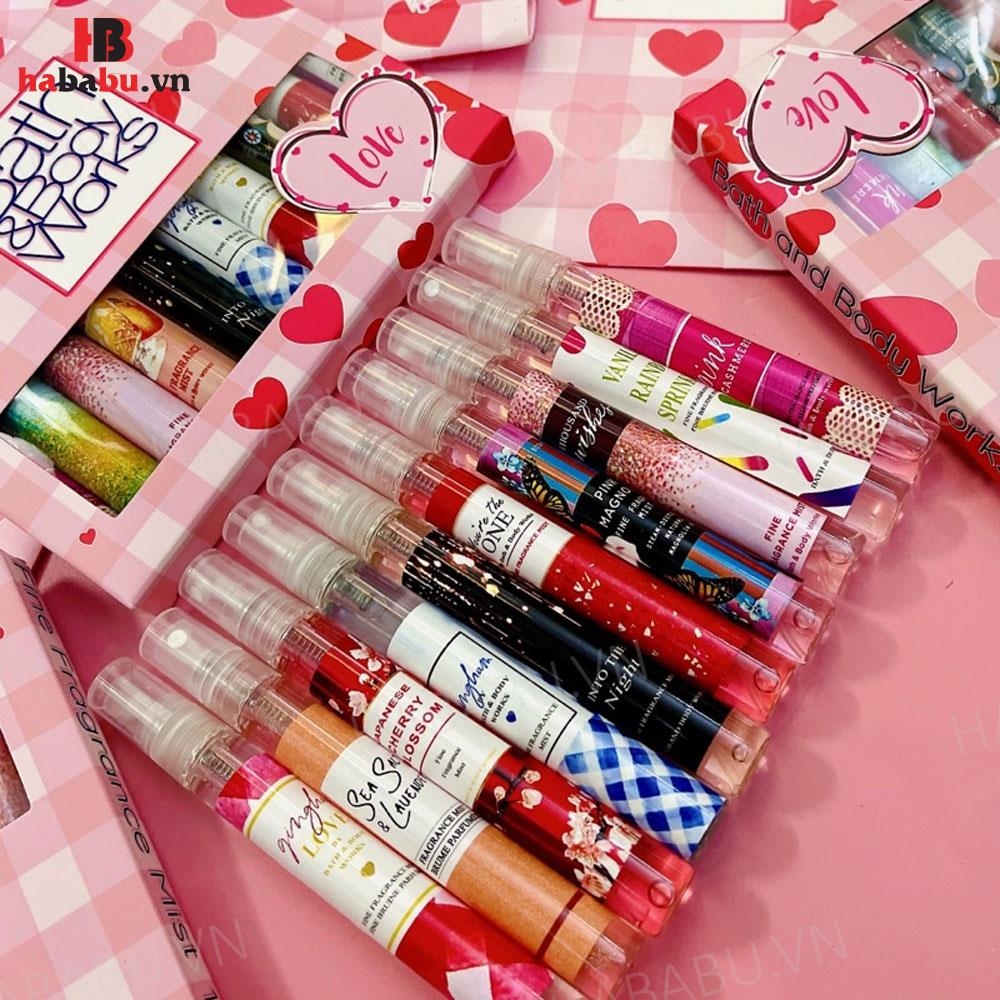 Set nước hoa Bath & Body Works Body Mist 10ml 10 ống chính hãng