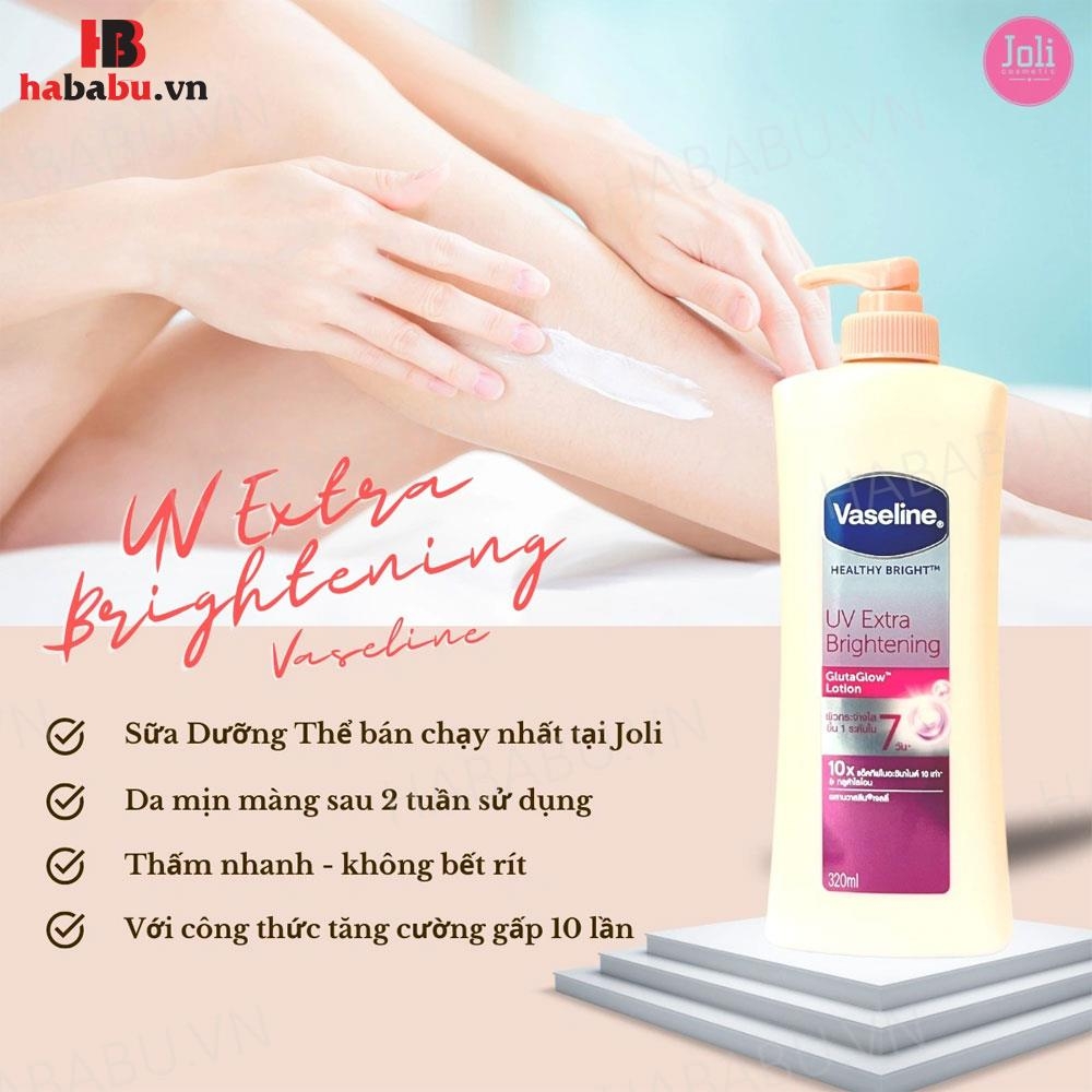 Sữa dưỡng thể Vaseline Healthy Bright Gluta Glow 10X 320ml chính hãng