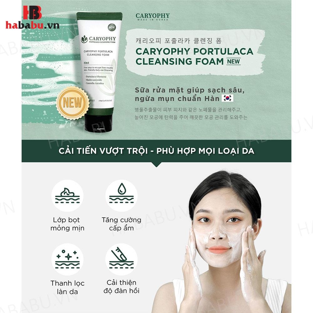 Sữa rửa mặt Caryophy Portulaca Cleansing Foam 150ml chính hãng