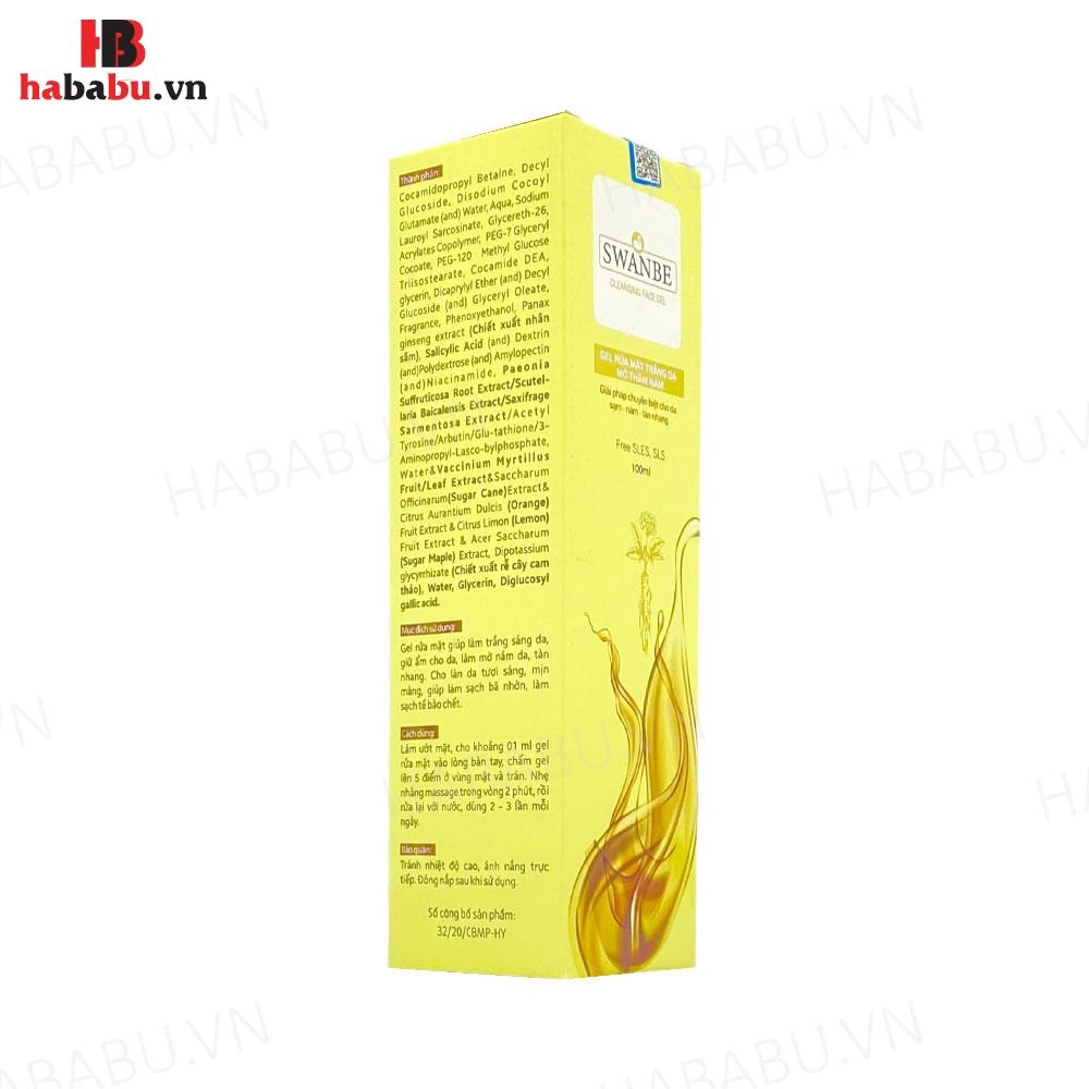 Gel rửa mặt mờ thâm nám Swanbe Cleansing Face 100ml chính hãng