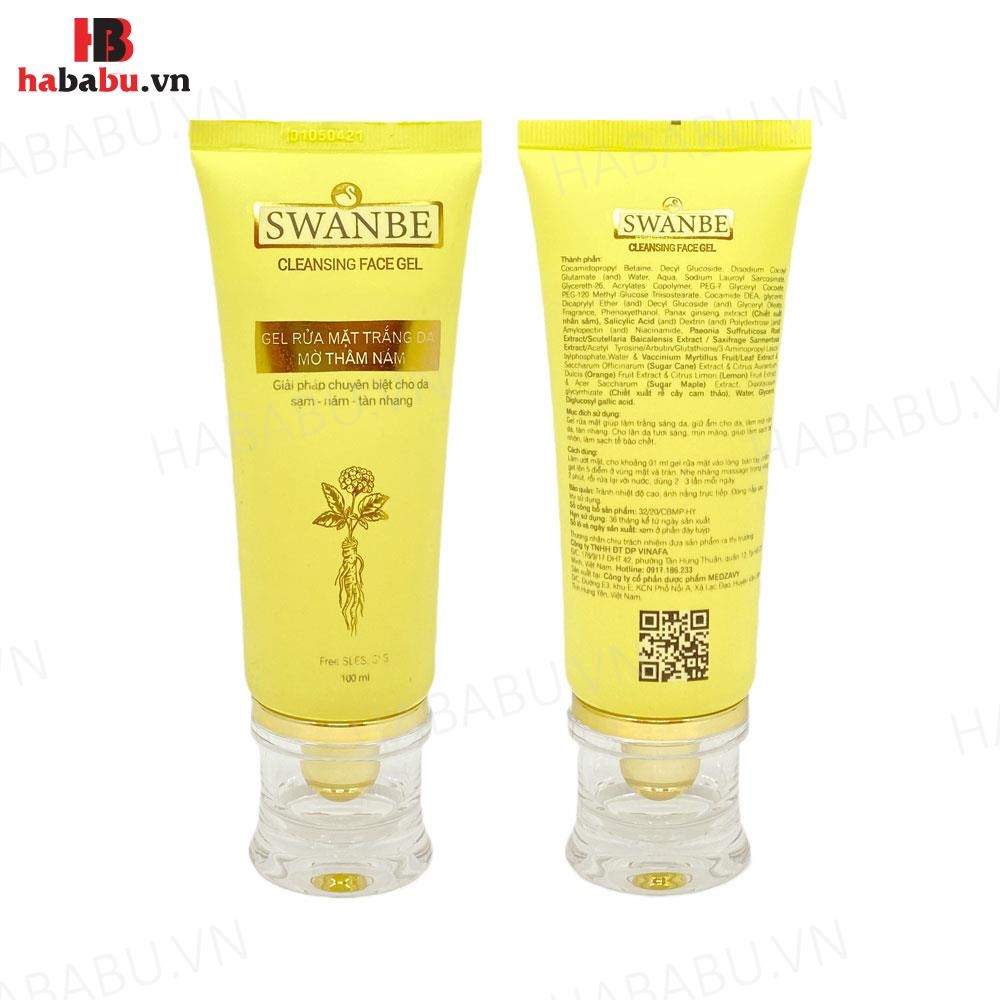 Gel rửa mặt mờ thâm nám Swanbe Cleansing Face 100ml chính hãng